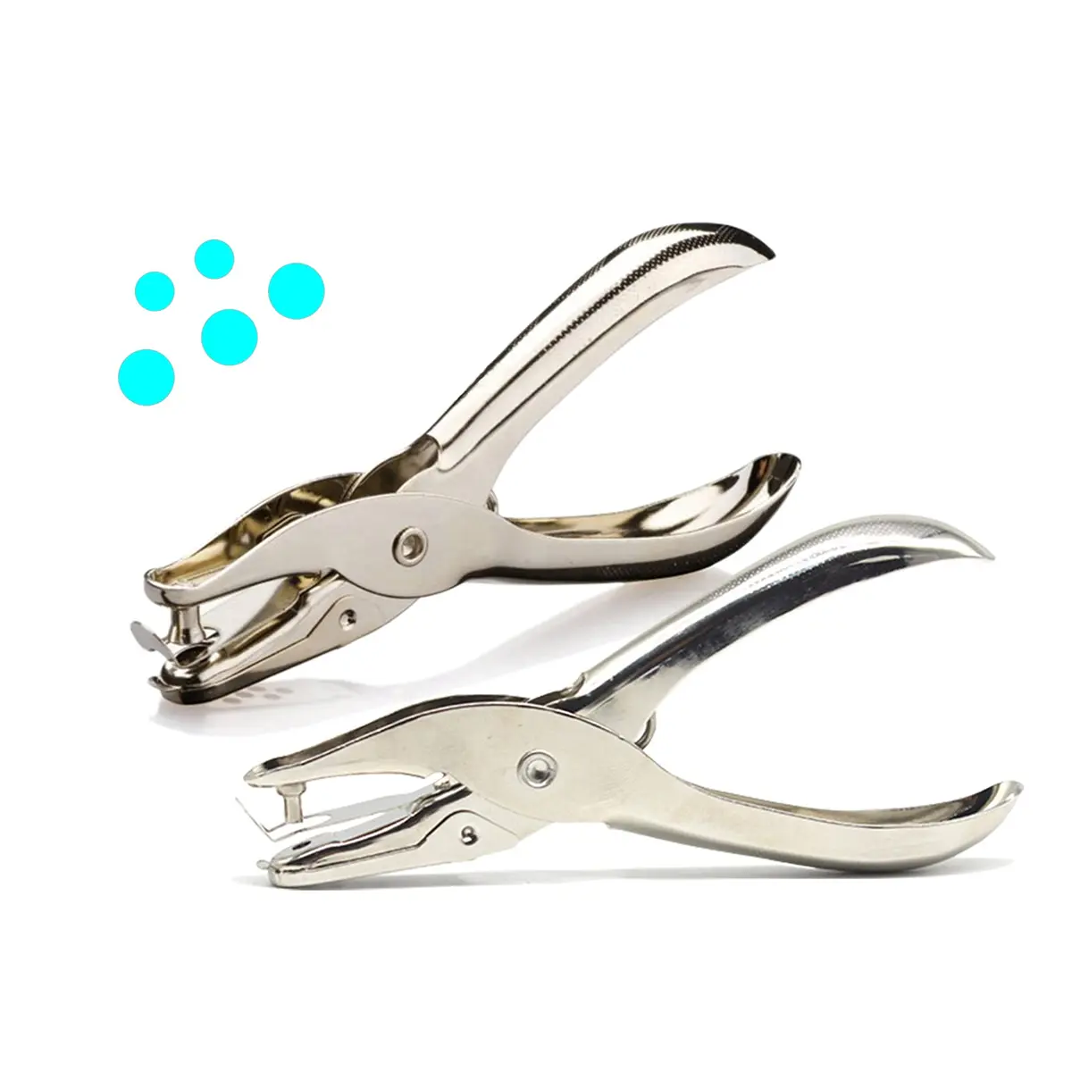 RUIFYRAY Small Single Hole Punch 1/4" & 1/8" Circle Shaped Metal Puncher (2-Pack, Silver) | 8-Sheet Capacity - main product image