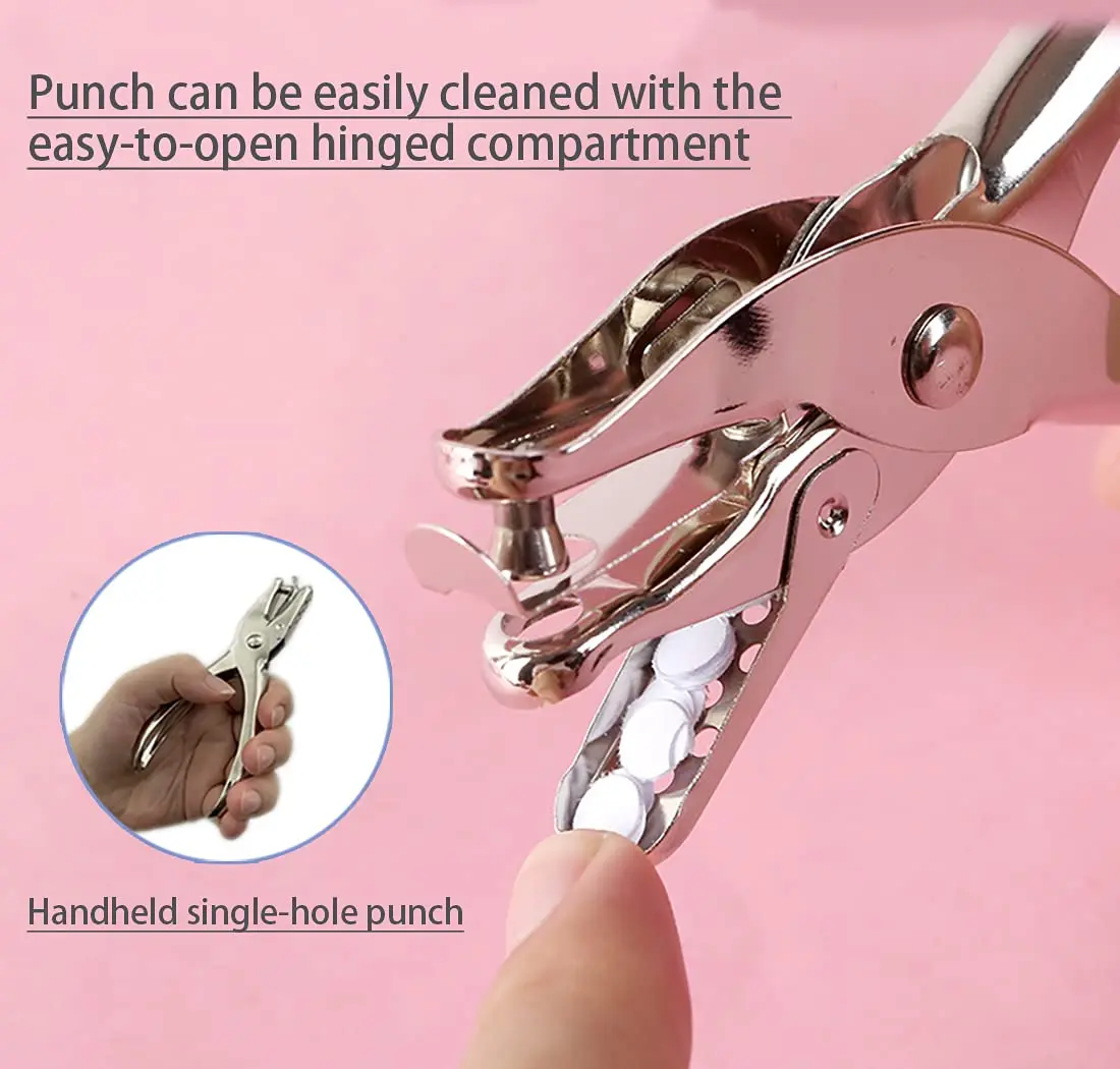 RUIFYRAY Small Single Hole Punch 1/4" & 1/8" Circle Shaped Metal Puncher (2-Pack, Silver) | 8-Sheet Capacity - view 3