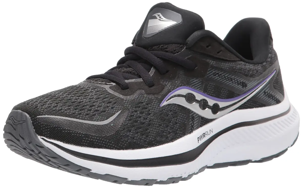 Saucony Women's Omni 20 Running Shoe, Black/White, Size 5 | Supportive, Cushioned & Stable for Road Running - main product image