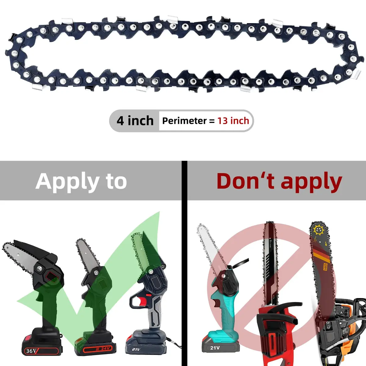 Fifchall Chainsaw Chain Replacement for 4 Inch Mini Chainsaw | Wear-Resistant, Smooth Cutting, Easy Install - view 3