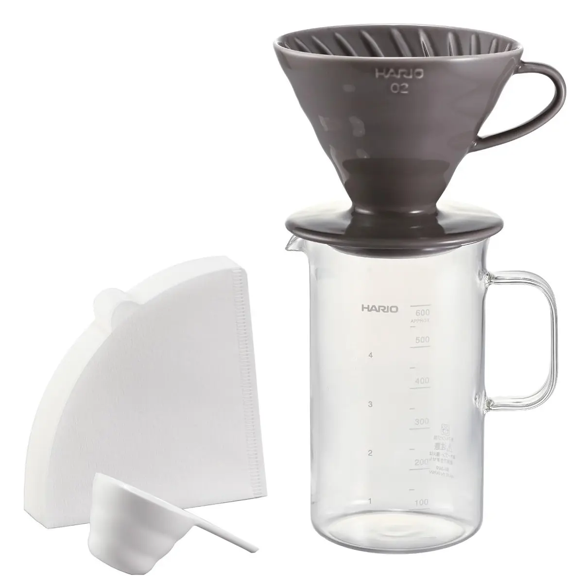 HARIO V60 Glass Coffee Server & Dripper Set 600ml (20.3 fl oz) | Handmade Arita-yaki Ceramic Dripper - main product image