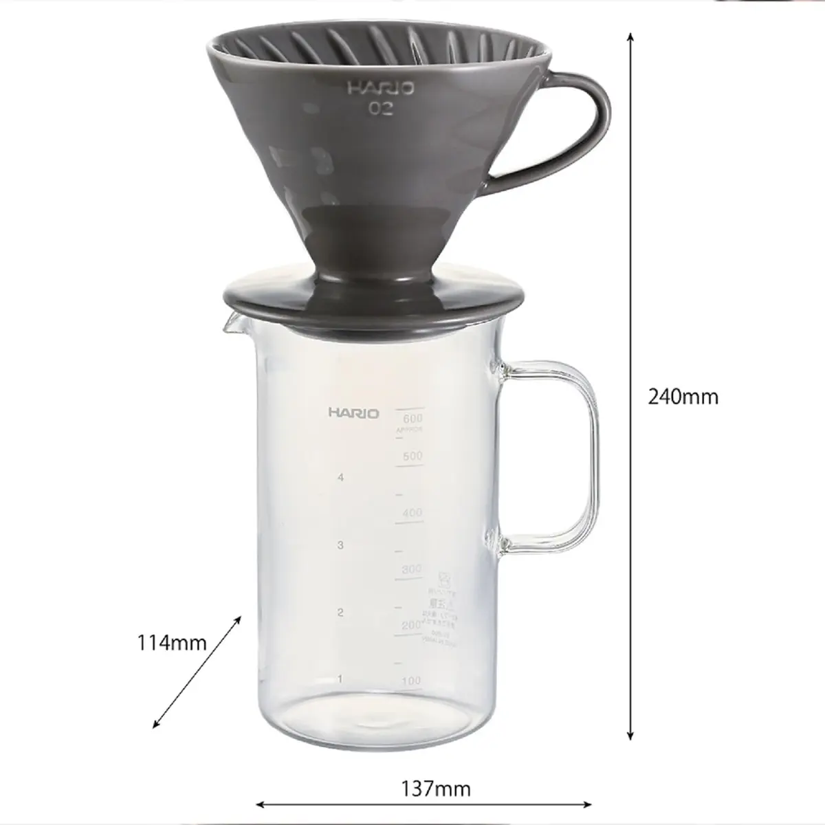 HARIO V60 Glass Coffee Server & Dripper Set 600ml (20.3 fl oz) | Handmade Arita-yaki Ceramic Dripper - view 2
