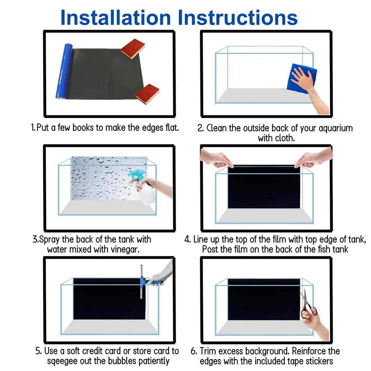 ELEBOX Aquarium Background Blue Black Fish Tank Background 12"x 32" | Vibrant HD Image for Aquarium Depth - view 5
