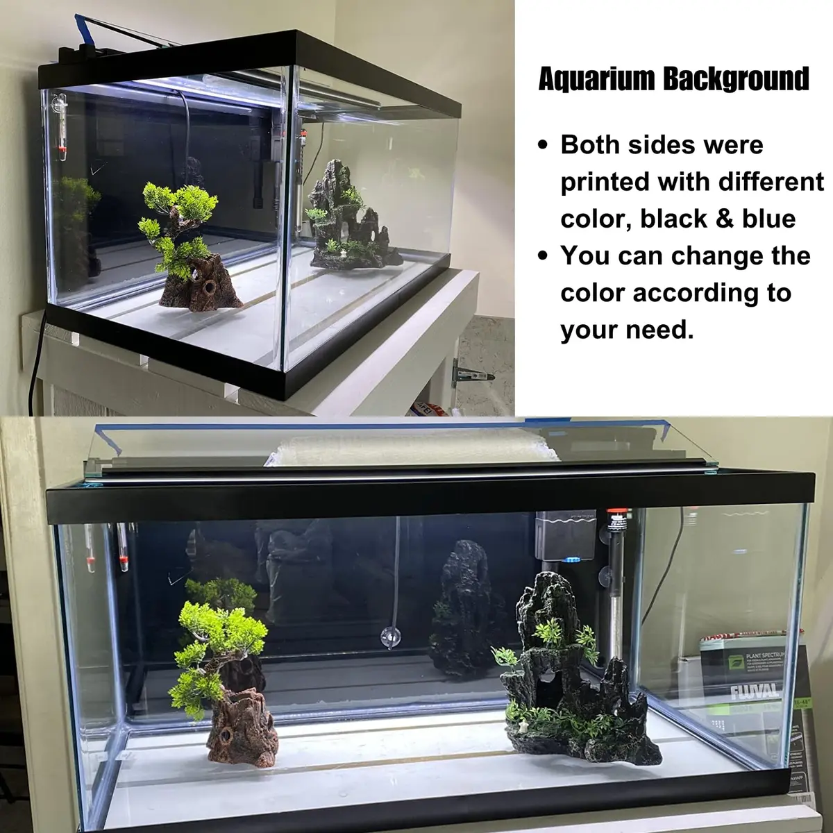 ELEBOX Aquarium Background Blue Black Fish Tank Background 20" x 48" | Double-Sided HD Aquarium Wallpaper - view 5