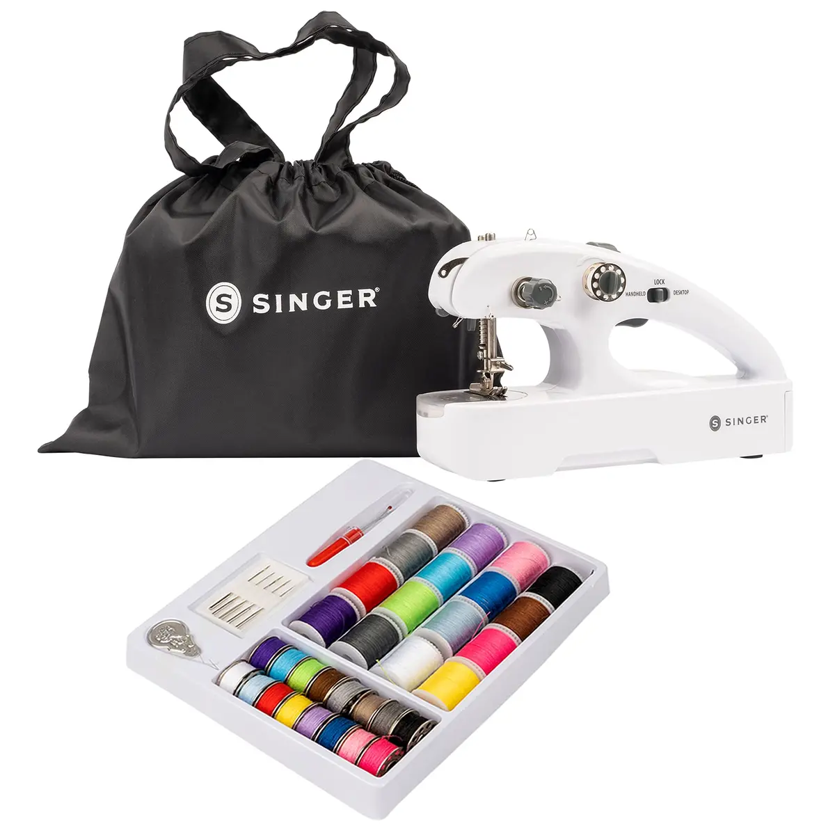SINGER Stitch Quick+™ Portable Cordless Handheld Mending Machine Bundle | Compact, Battery-Powered Sewing Solution for On-the-Go Repairs - main product image