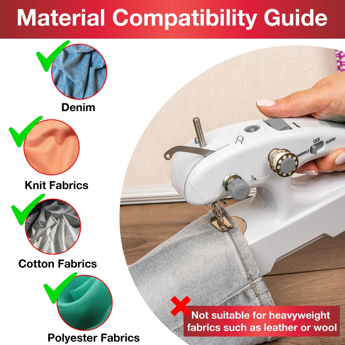 SINGER Stitch Quick+™ Portable Cordless Handheld Mending Machine Bundle | Compact, Battery-Powered Sewing Solution for On-the-Go Repairs - view 7