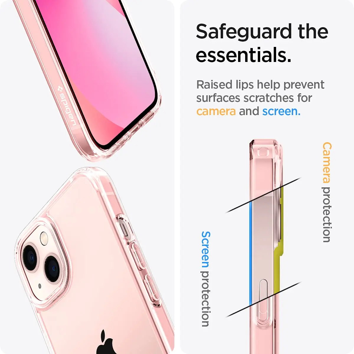 Spigen Ultra Hybrid for iPhone 13 Mini Case, Rose Crystal | Hybrid TPU & PC Back, Crystal Clear, Raised Bezel, Easy Press Buttons - view 6