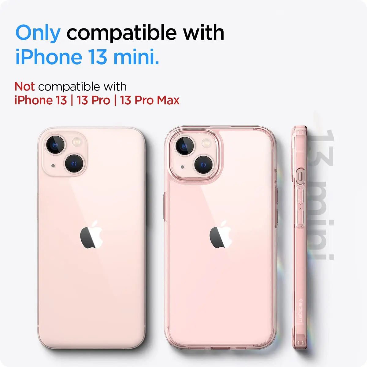 Spigen Ultra Hybrid for iPhone 13 Mini Case, Rose Crystal | Hybrid TPU & PC Back, Crystal Clear, Raised Bezel, Easy Press Buttons - view 2