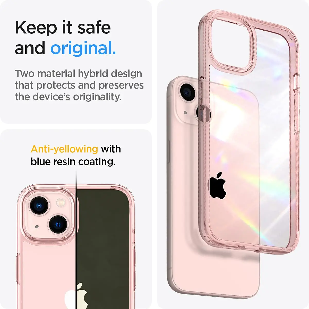 Spigen Ultra Hybrid for iPhone 13 Mini Case, Rose Crystal | Hybrid TPU & PC Back, Crystal Clear, Raised Bezel, Easy Press Buttons - view 4