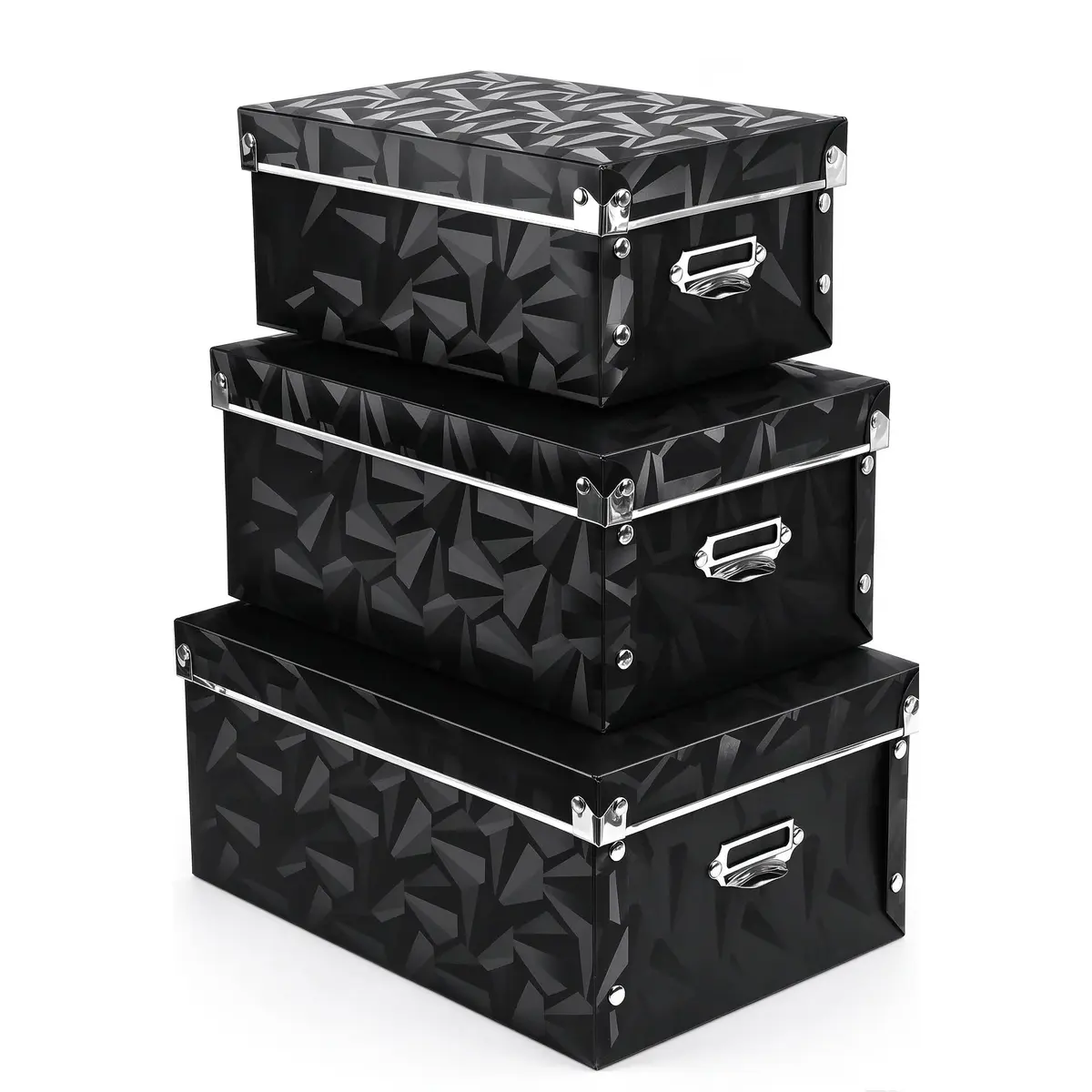 XUCHUN Foldable Storage Boxes with Lids 3 Pack | Collapsible Plastic Bins for Clothes, Books, Office - main product image