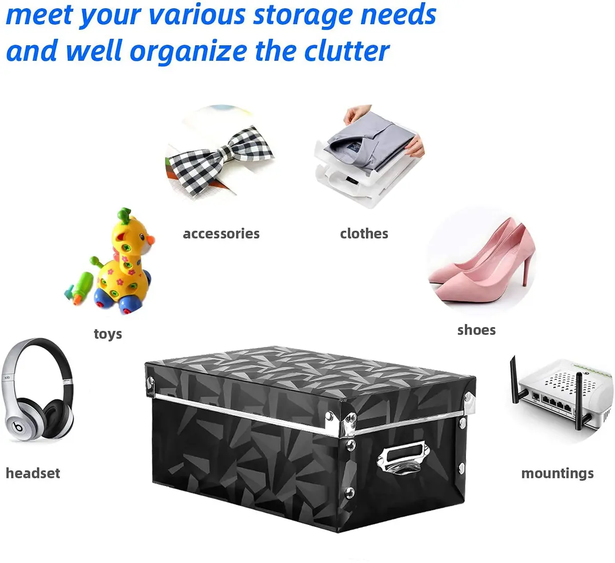 XUCHUN Foldable Storage Boxes with Lids 3 Pack | Collapsible Plastic Bins for Clothes, Books, Office - view 5