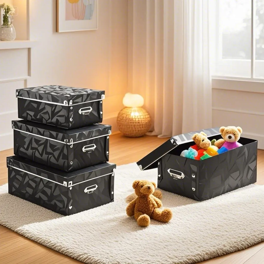 XUCHUN Foldable Storage Boxes with Lids 3 Pack | Collapsible Plastic Bins for Clothes, Books, Office - view 2