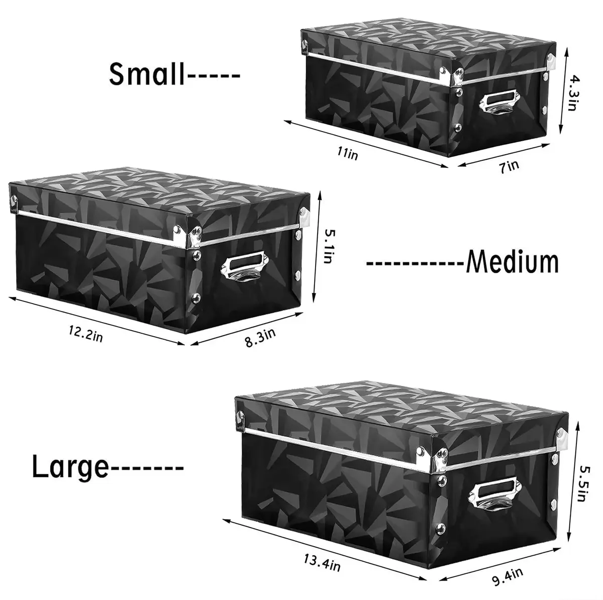 XUCHUN Foldable Storage Boxes with Lids 3 Pack | Collapsible Plastic Bins for Clothes, Books, Office - view 4