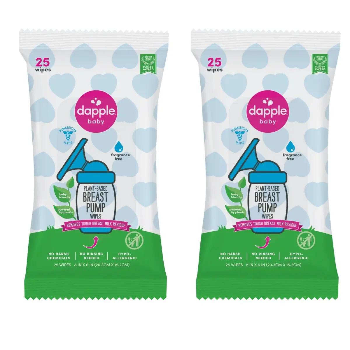 Dapple Plant-Powered Breast Pump Wipes Pouch, 50 Count (25 Count x 2 Pack) | Hypoallergenic & Fragrance-Free for Breast Pump Parts, Bottles, Pacifiers - main product image