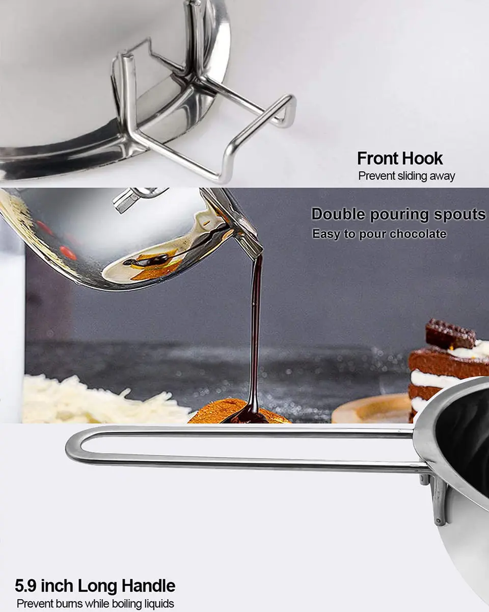 SONGZIMING Double Boiler Pot Set 1000ml + 2200ml with Silicone Spatula | Induction Compatible Melting Pot - view 5