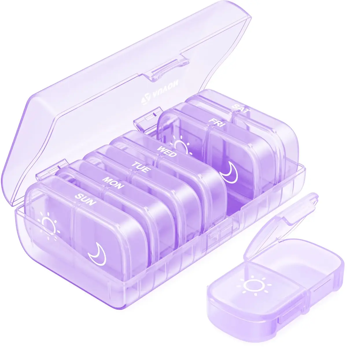 AUVON Weekly Pill Organizer 2 Times a Day, Large Pill Box 7 Day with 14 Compartments | FDA Approved Personal Pill Dispenser - main product image