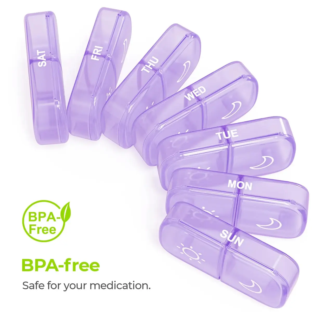 AUVON Weekly Pill Organizer 2 Times a Day, Large Pill Box 7 Day with 14 Compartments | FDA Approved Personal Pill Dispenser - view 7