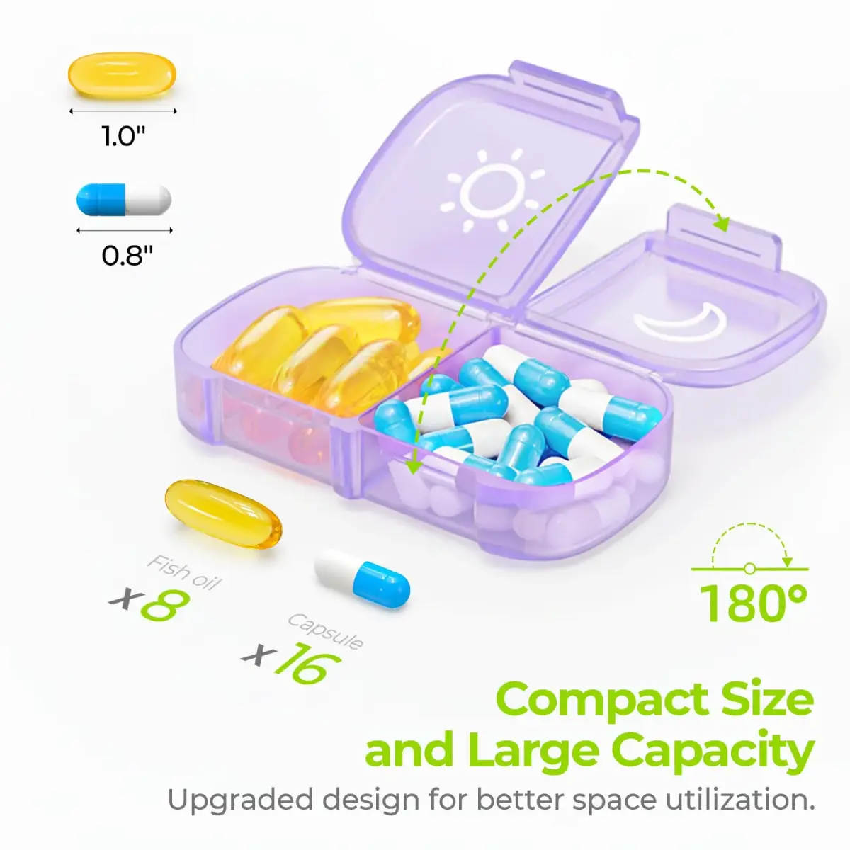 AUVON Weekly Pill Organizer 2 Times a Day, Large Pill Box 7 Day with 14 Compartments | FDA Approved Personal Pill Dispenser - view 2