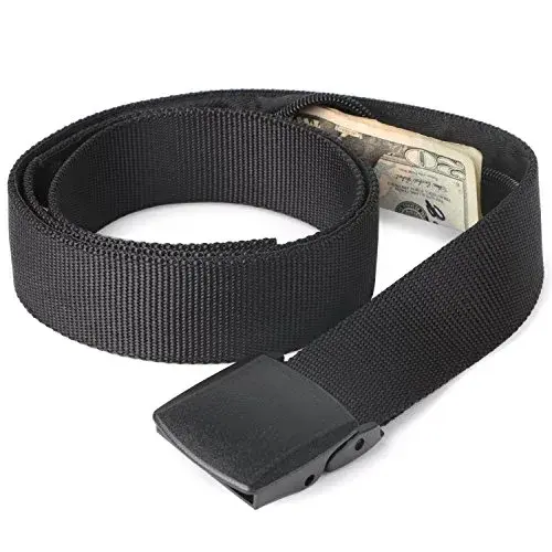 JASGOOD Black Travel Security Money Belt for Pant Sizes 37-44" with Hidden Pocket - main product image