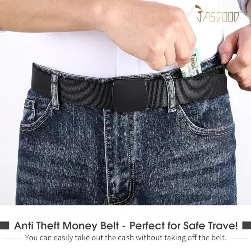 JASGOOD Black Travel Security Money Belt for Pant Sizes 37-44" with Hidden Pocket - view 3