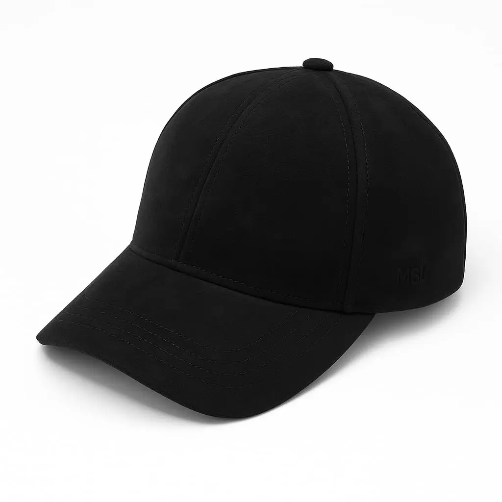 Mumcu's Leather Sheepskin Baseball Cap - Adjustable Snapback Hat (Suede Black) | Genuine Leather - main product image