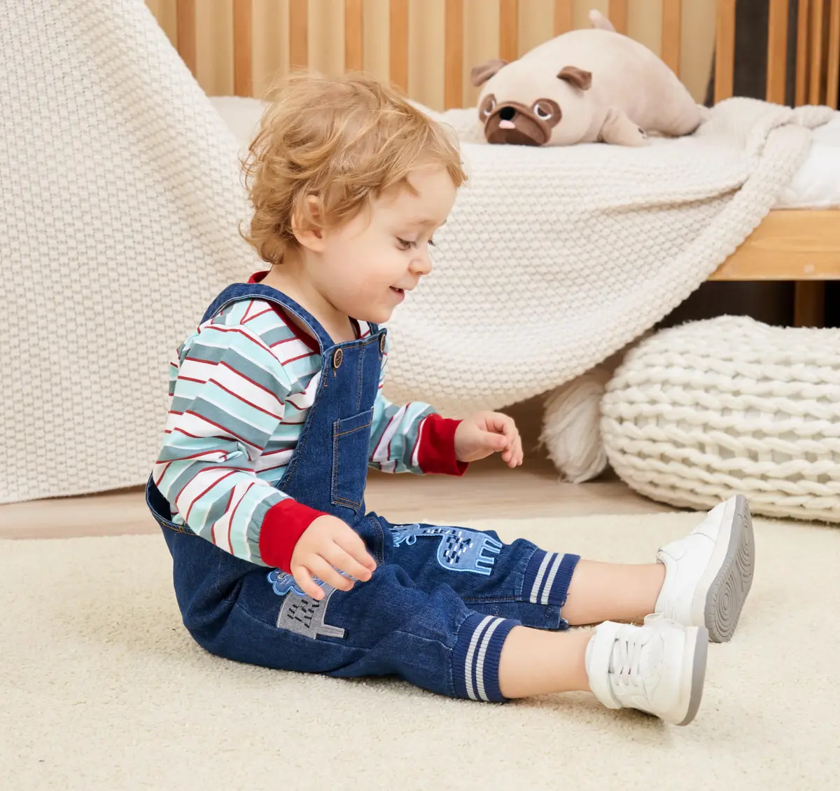 LvYinLi Baby Boy Clothes Set 19-24 Months | Cotton Long Sleeve Romper & Dinosaur Denim Overalls - view 7
