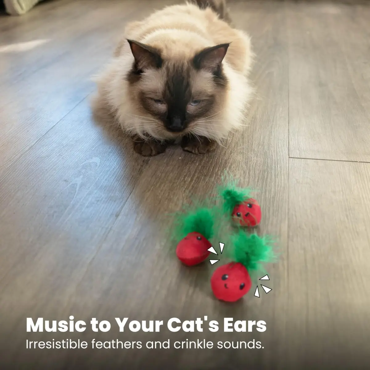 Catstages Strawbabies Dental Cat Chew Toy 3-Pack | Catnip & Feathers for Play & Dental Health - view 6