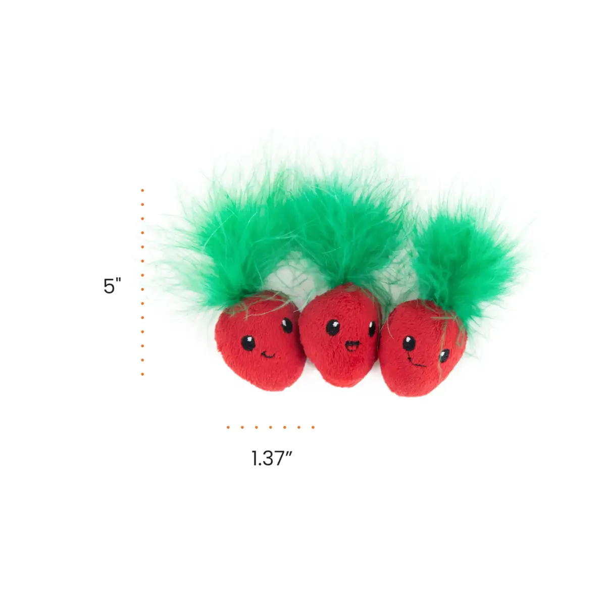 Catstages Strawbabies Dental Cat Chew Toy 3-Pack | Catnip & Feathers for Play & Dental Health - view 9