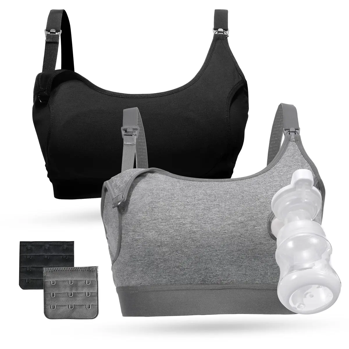 Momcozy Pumping Bra Hands Free, Pumping & Nursing in One, Black/Grey, Small | Secure Fit & All-Day Comfort - main product image