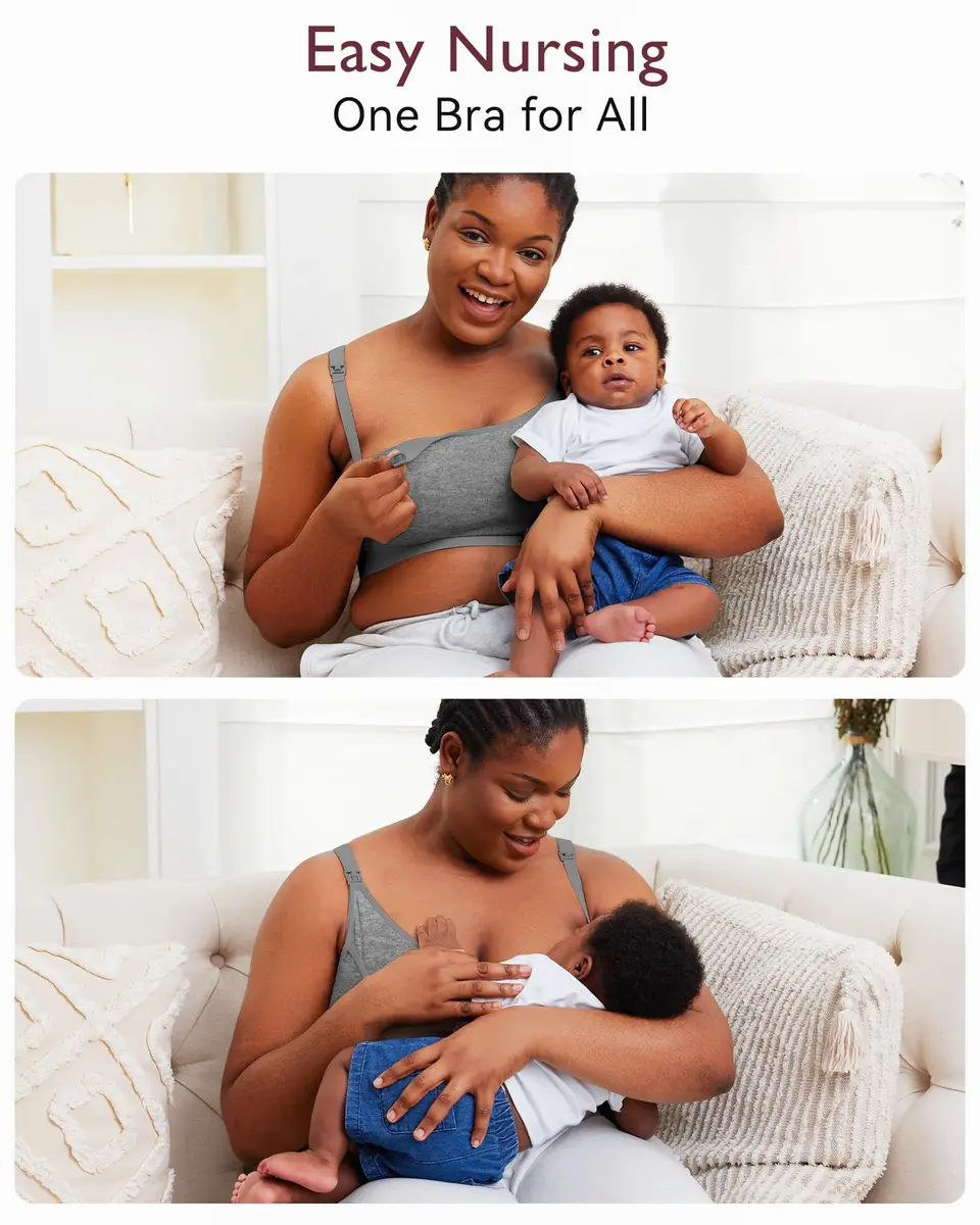 Momcozy Pumping Bra Hands Free, Pumping & Nursing in One, Black/Grey, Small | Secure Fit & All-Day Comfort - view 4