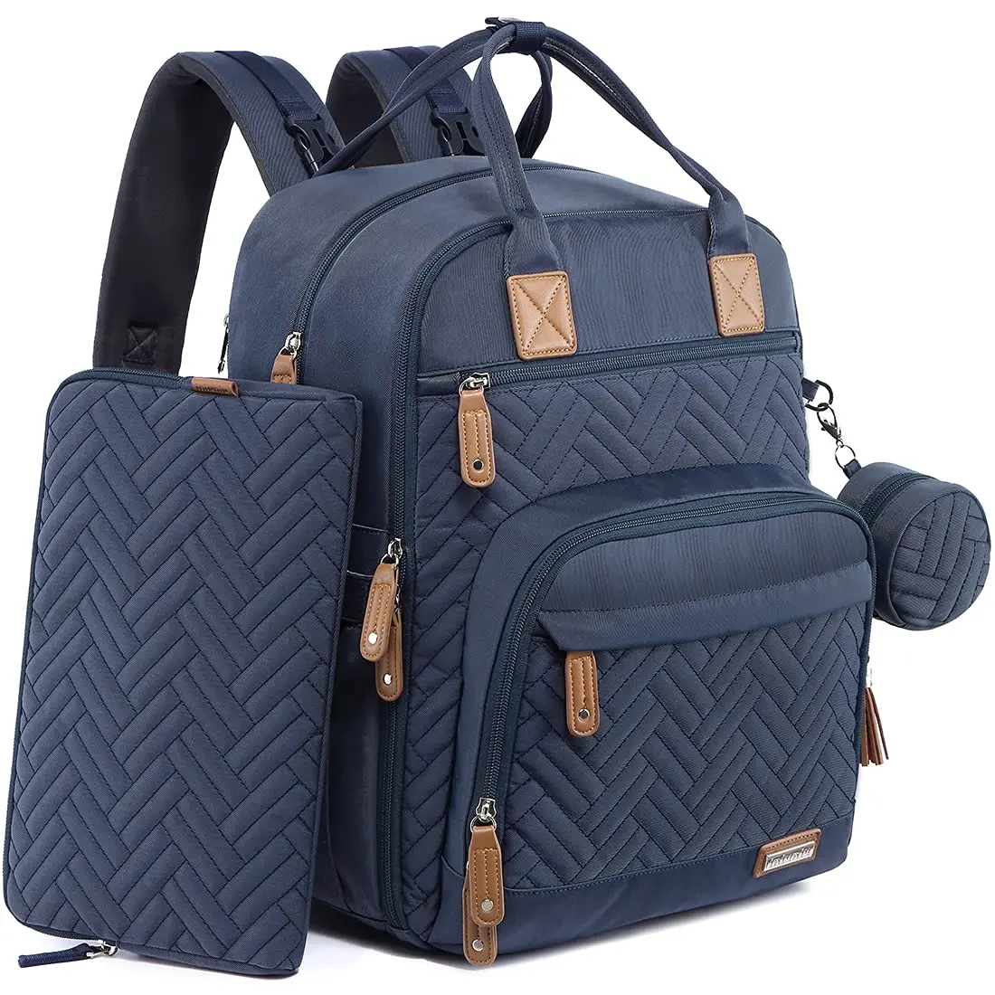 iniuniu Baby Diaper Bag Backpack, 4 in 1 kit Waterproof Large Capacity for Moms Dads, Navy Blue | Unisex Travel Backpack with Washable Changing Pad - main product image