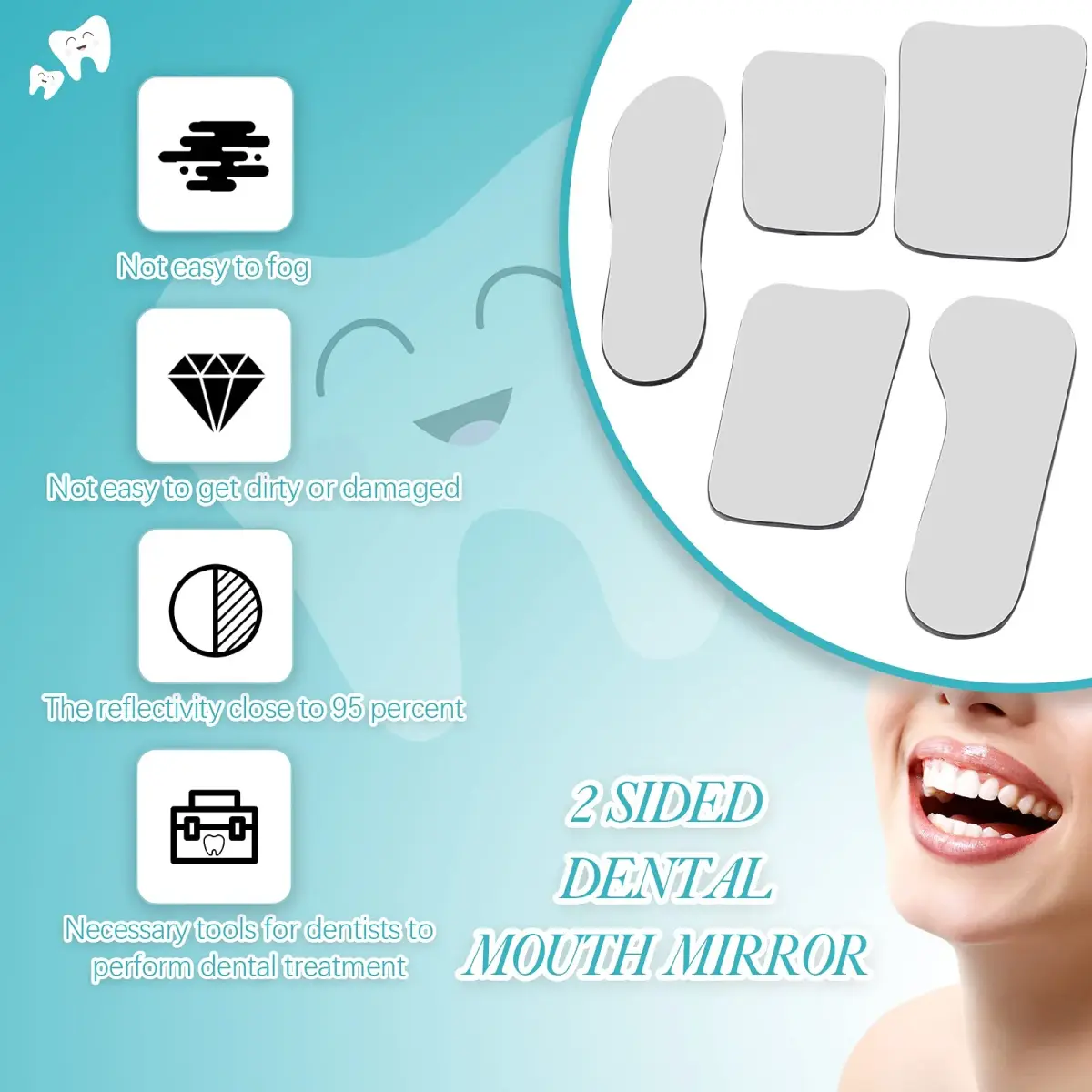 Frienda Dental Photography Mirrors Intraoral Buccal Occlusal Reflector Set | 5 Pcs Glass Mirrors for Teeth Photos - view 4