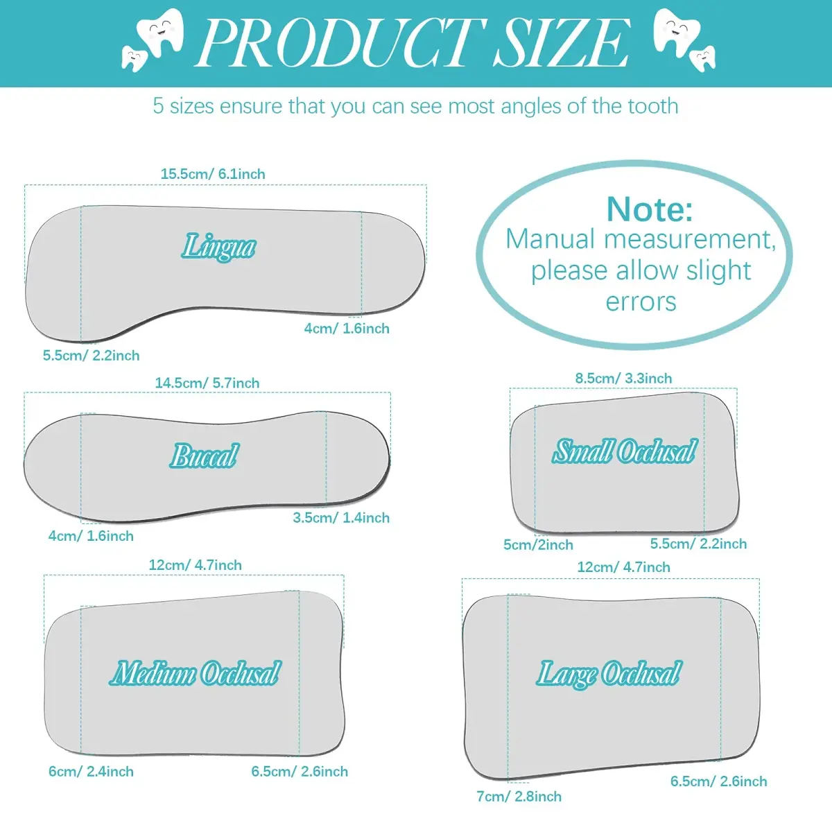 Frienda Dental Photography Mirrors Intraoral Buccal Occlusal Reflector Set | 5 Pcs Glass Mirrors for Teeth Photos - view 2