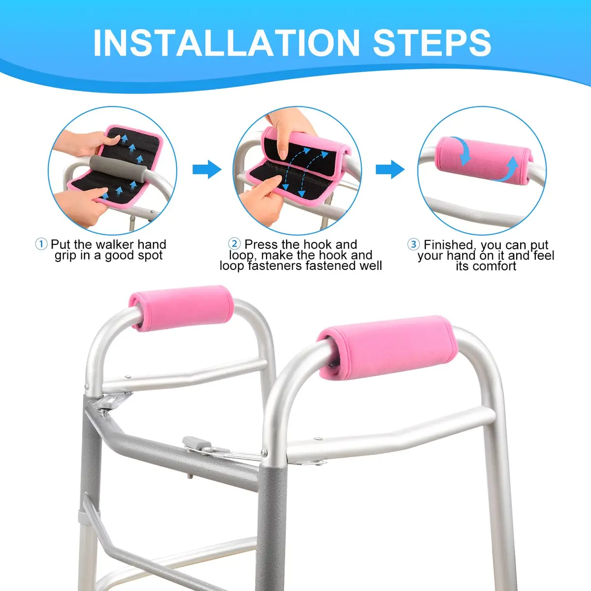 supregear Pink 2 Pack Walker Grips | Soft Padded Hand Covers for Mobility Aids - view 2
