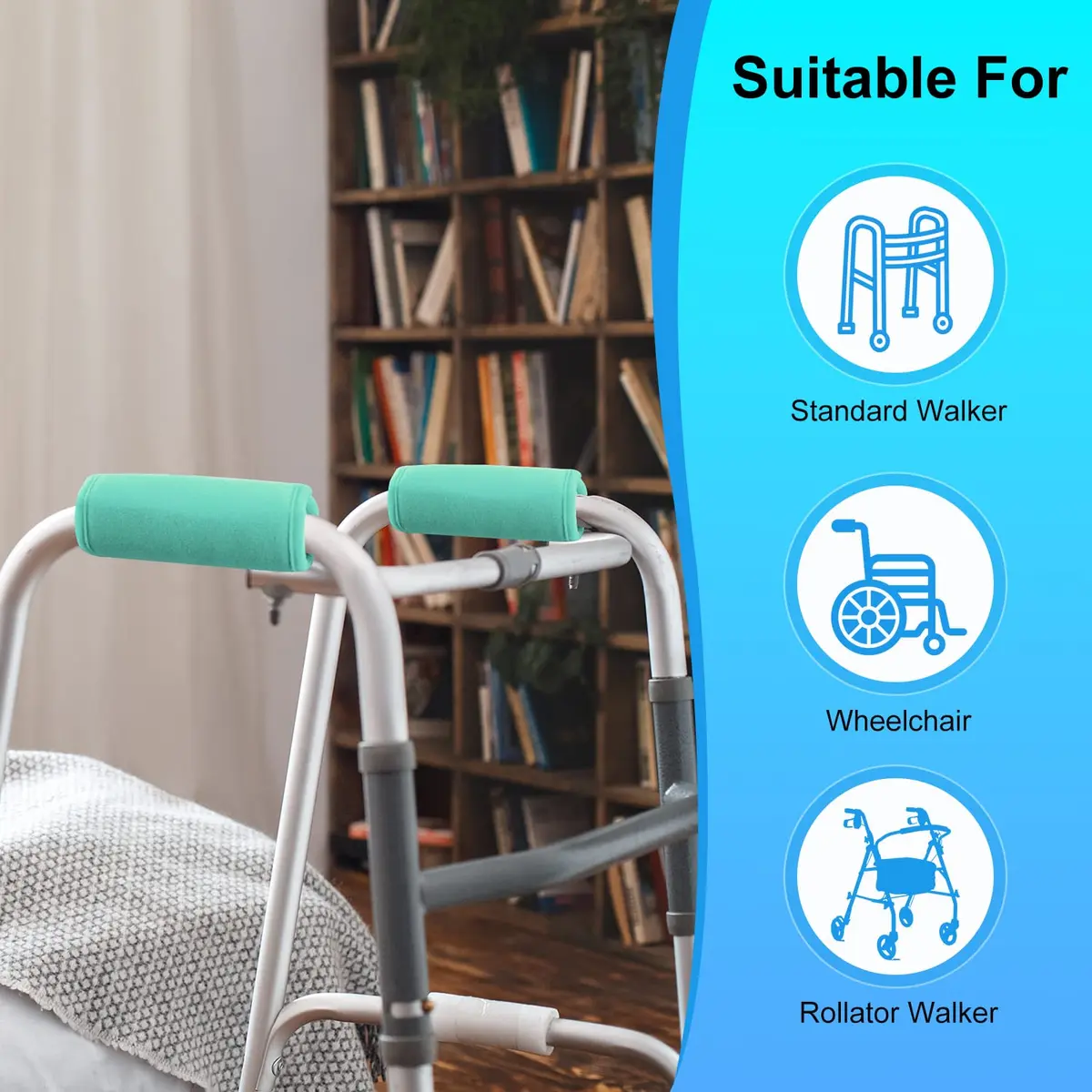 supregear Walker Grips (2 Pack, Mint) | Soft Padded Hand Covers for Mobility Aids - view 6
