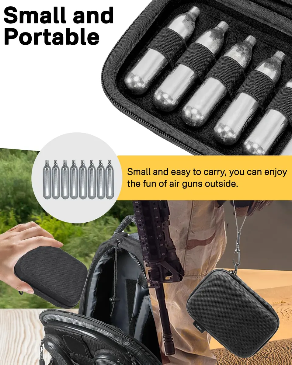 RAIACE CO2 Cartridges Storage Case Black | Holds 12pcs CO2 Cartridges, Protective Travel Bag - view 5