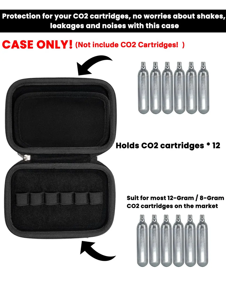 RAIACE CO2 Cartridges Storage Case Black | Holds 12pcs CO2 Cartridges, Protective Travel Bag - view 2