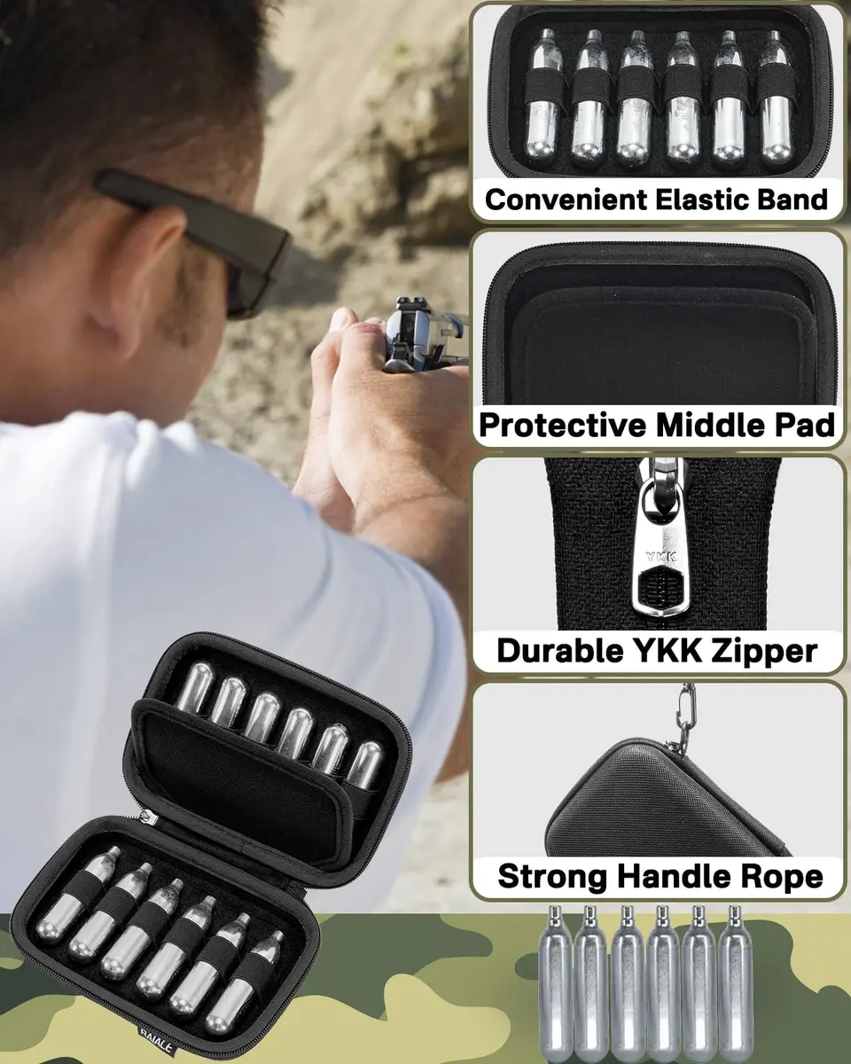 RAIACE CO2 Cartridges Storage Case Black | Holds 12pcs CO2 Cartridges, Protective Travel Bag - view 3