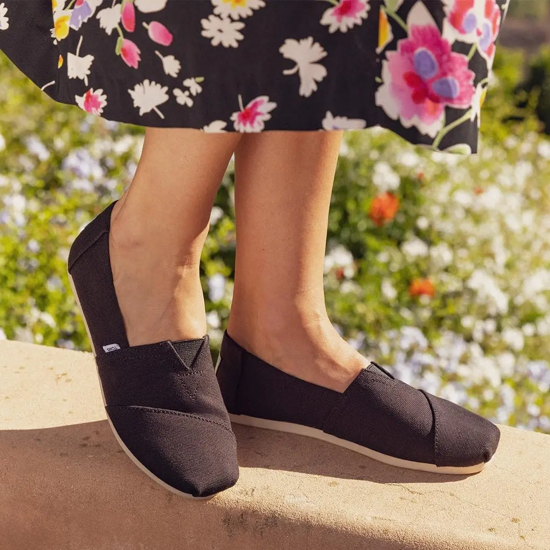 TOMS Women's Alpargata Classic Espadrille Black Recycled Canvas 23.6cm (US 6.5) | Comfortable Slip-On Flats for Everyday Wear - view 2
