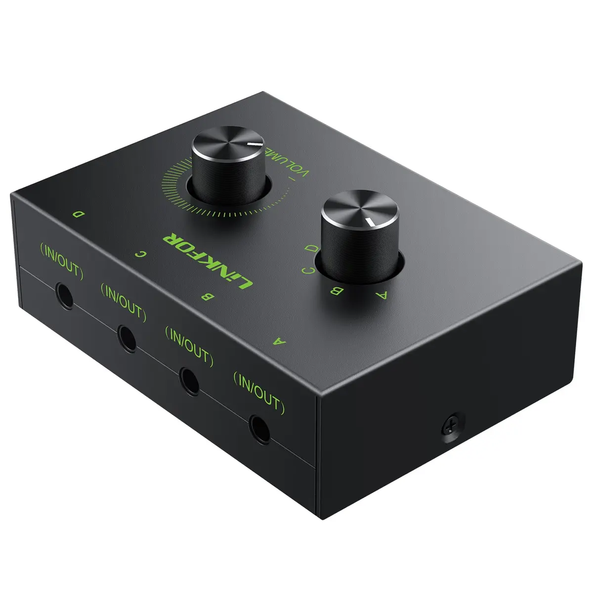 LiNKFOR 4-Port Bidirectional 3.5mm Audio Switch with Volume Control | Compact, Easy Install, Supports 2V Max Signal (70-120c) - view 4