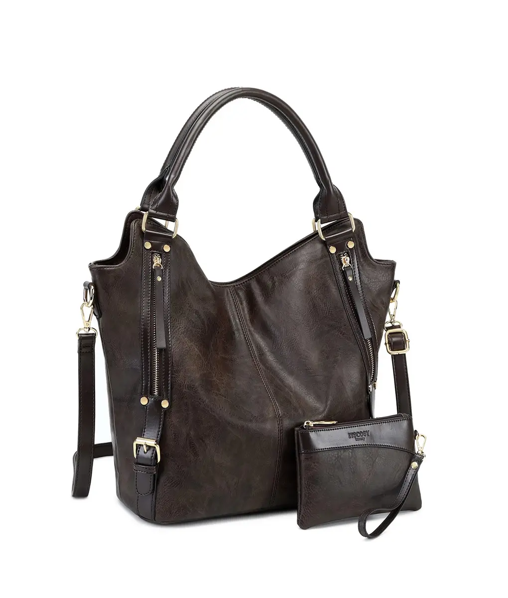 ITSCOSY Women Tote Bag Handbags PU Leather Fashion Hobo Shoulder Bags with Adjustable Shoulder Strap (Deep coffee, M) | Large Capacity & Stylish - main product image