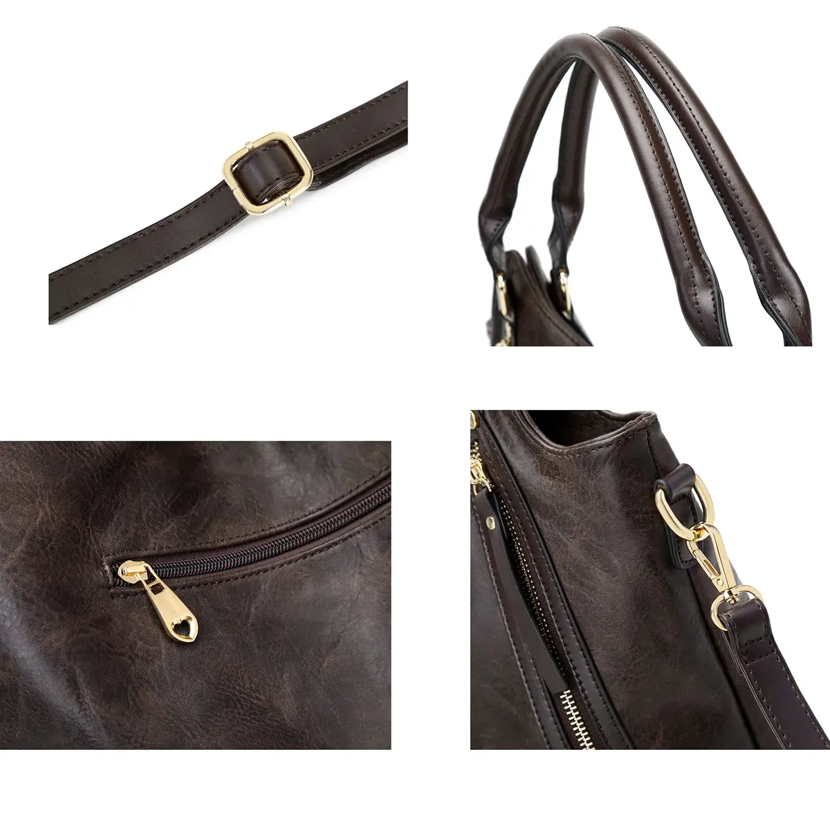 ITSCOSY Women Tote Bag Handbags PU Leather Fashion Hobo Shoulder Bags with Adjustable Shoulder Strap (Deep coffee, M) | Large Capacity & Stylish - view 6