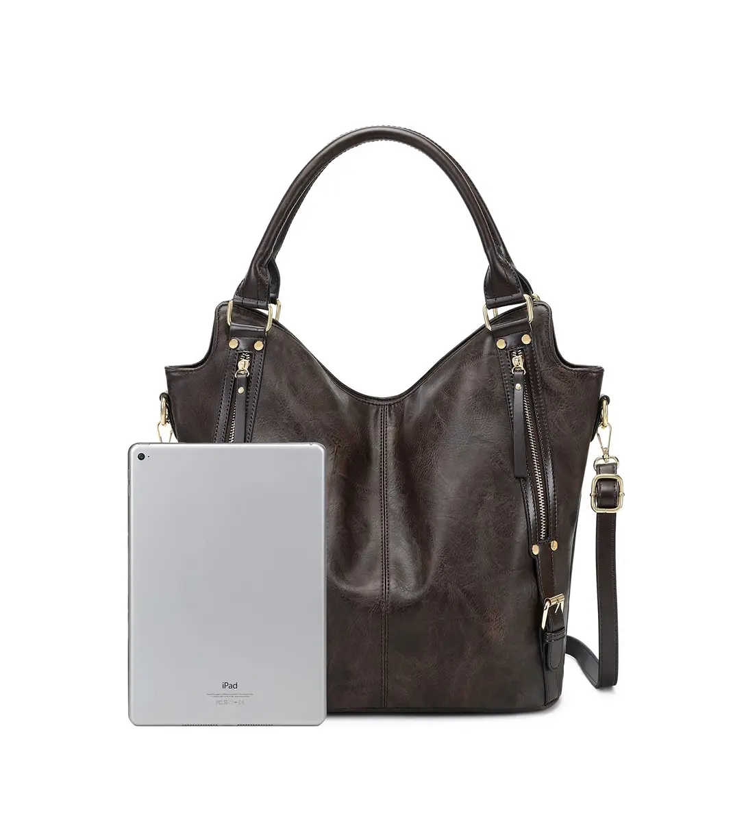 ITSCOSY Women Tote Bag Handbags PU Leather Fashion Hobo Shoulder Bags with Adjustable Shoulder Strap (Deep coffee, M) | Large Capacity & Stylish - view 2