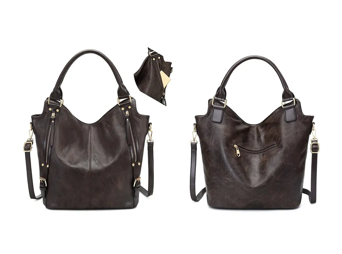 ITSCOSY Women Tote Bag Handbags PU Leather Fashion Hobo Shoulder Bags with Adjustable Shoulder Strap (Deep coffee, M) | Large Capacity & Stylish - view 3