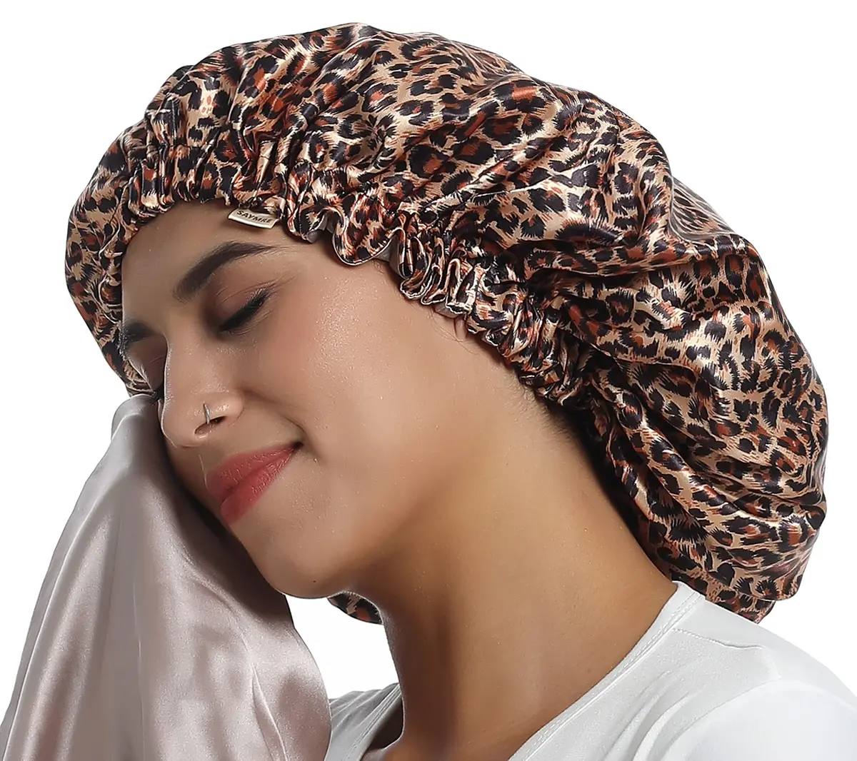 SAYMRE 100% Mulberry Silk Lined Bonnet Adjustable Satin Sleep Cap 19 Momme Silk Bonnet for Women Curly,Long Hair Care | Breathable, Soft & Hair-Friendly - main product image
