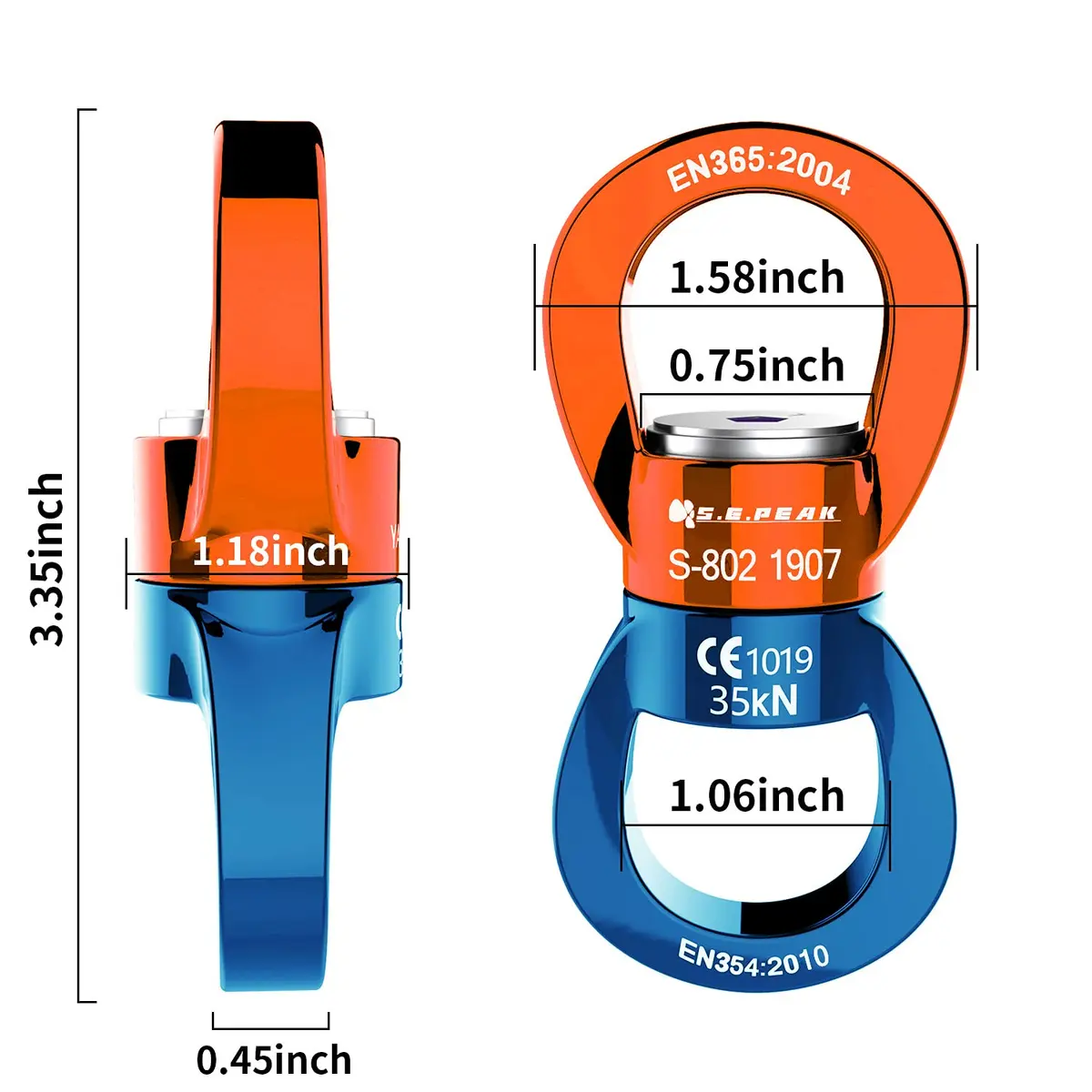 PROND 35kN Swing Swivel Rotational Device with Carabiner, 73g (2.58oz) — Heavy Duty for Tree Swings & Aerial Dance - view 3