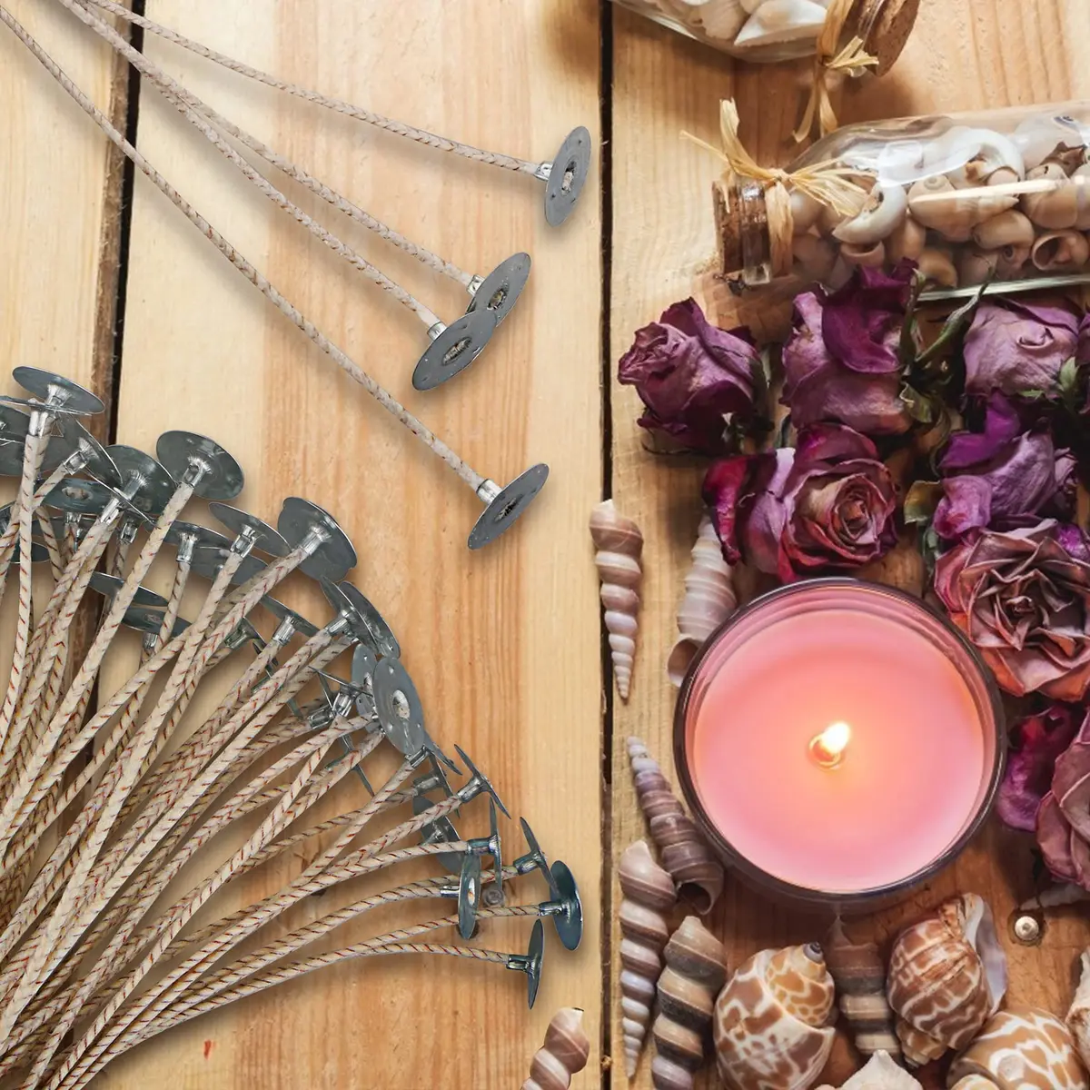 EUPNHY CD Series Candle Wicks for Soy Candles, 100pcs CD 4 6" Pretabbed Cotton & Paper Wicks for Candle Making - view 7
