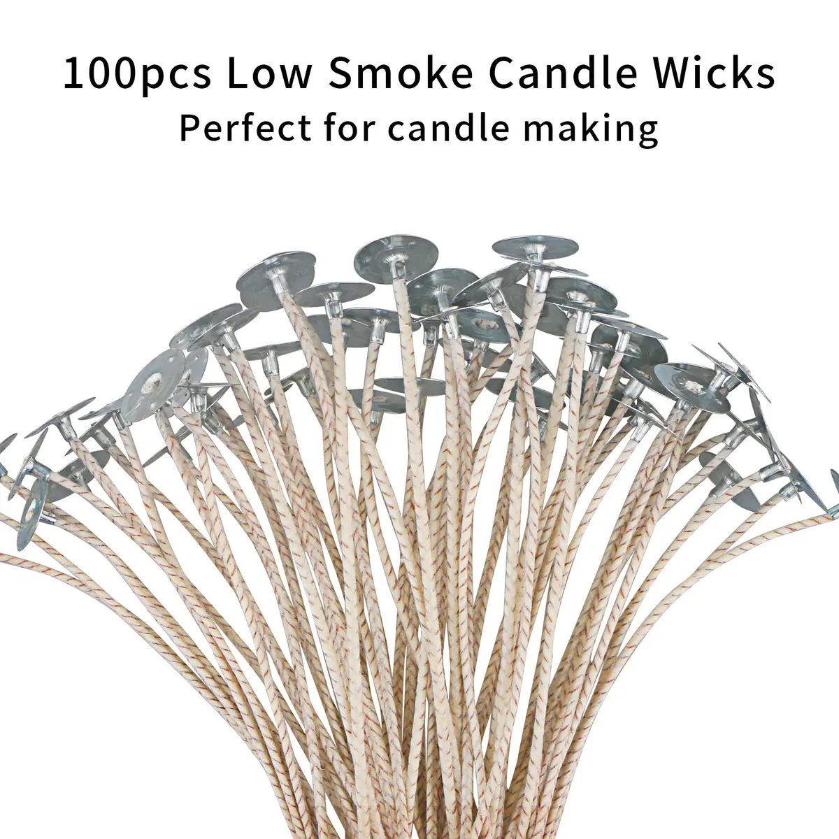EUPNHY CD Series Candle Wicks for Soy Candles, 100pcs CD 4 6" Pretabbed Cotton & Paper Wicks for Candle Making - view 3