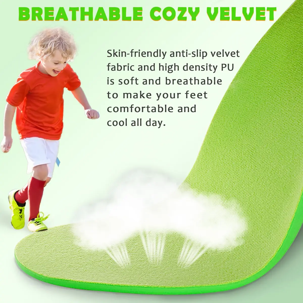 Ailaka Kids Arch Support Shoe Insert - Plantar Fasciitis Insoles for Flat Feet & High Arch, 1-3 M US Little Kid, Green - view 6