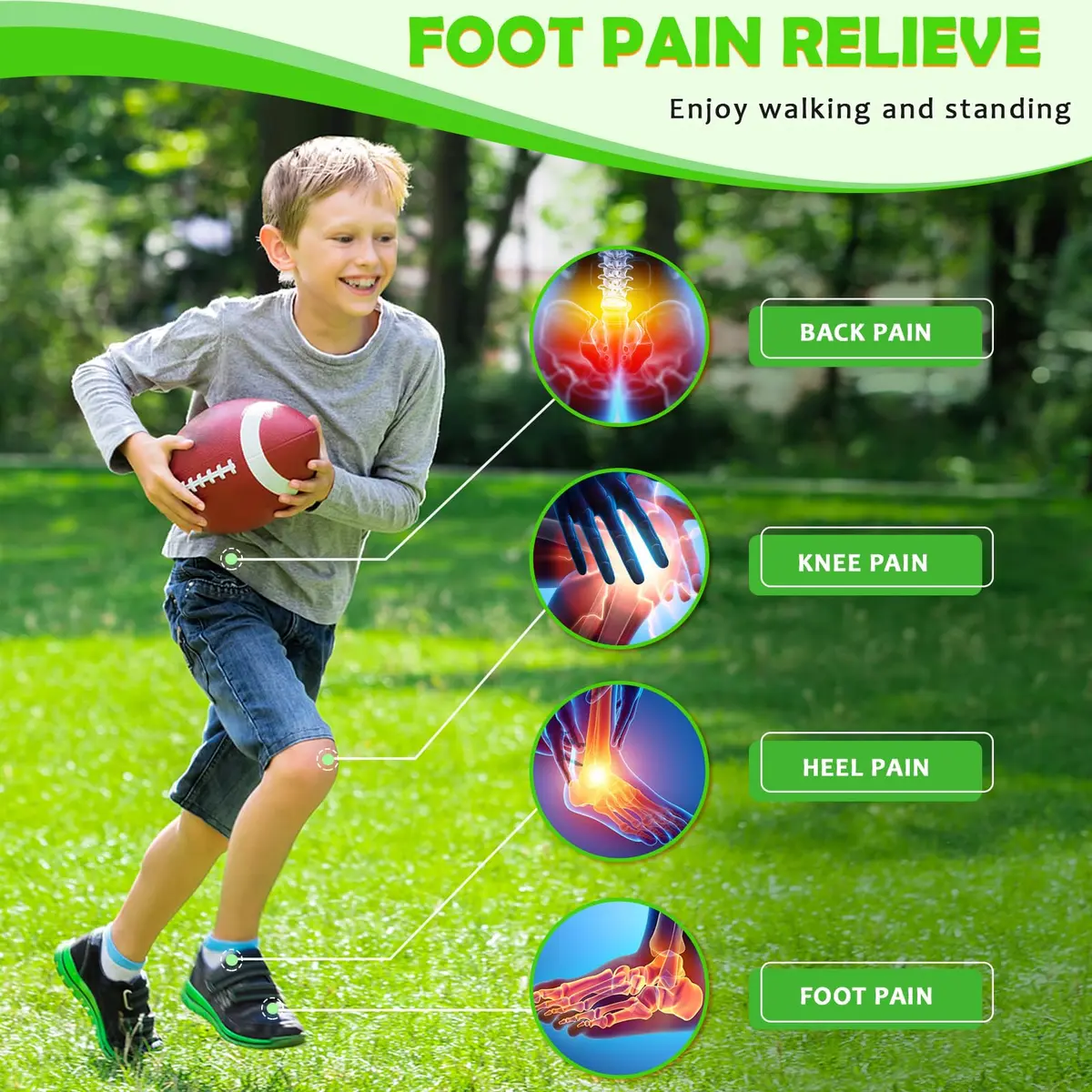 Ailaka Kids Arch Support Shoe Insert - Plantar Fasciitis Insoles for Flat Feet & High Arch, 1-3 M US Little Kid, Green - view 4